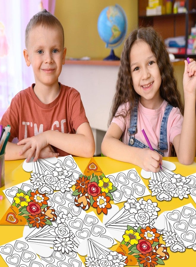 CY2SIDE Fall Flower Bouquet Thanksgiving Gift - 36PCS Color Your Own Heart Thankful Paper Craft Kit for Kids Classroom Activities, DIY Aumtumn Heart Paper Flower Bouquet for Teacher Appreciation Gift - Image 5