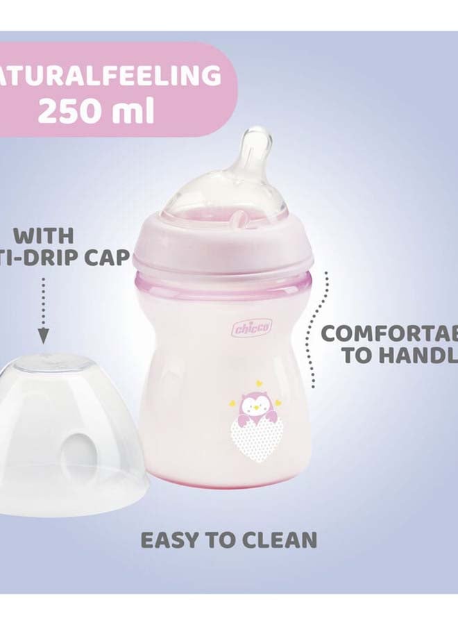 Chicco Natural Feeling Feeding Bottle (250ml, Slow) (Pink) - Image 4