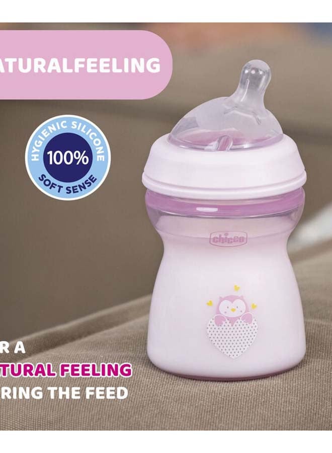 Chicco Natural Feeling Feeding Bottle (250ml, Slow) (Pink) - Image 3