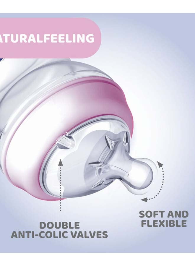 Chicco Natural Feeling Feeding Bottle (250ml, Slow) (Pink) - Image 2