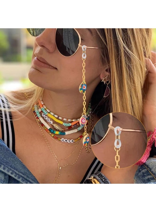 80 قطعة من موصلات سلسلة نظارات بـ 4 أنماط، حلقات مطاطية سيليكونية مع أقراص سبائك الزنك، طرفي مضاد للانزلاق لنظارات الشمس ورباطات النظارات - Image 5