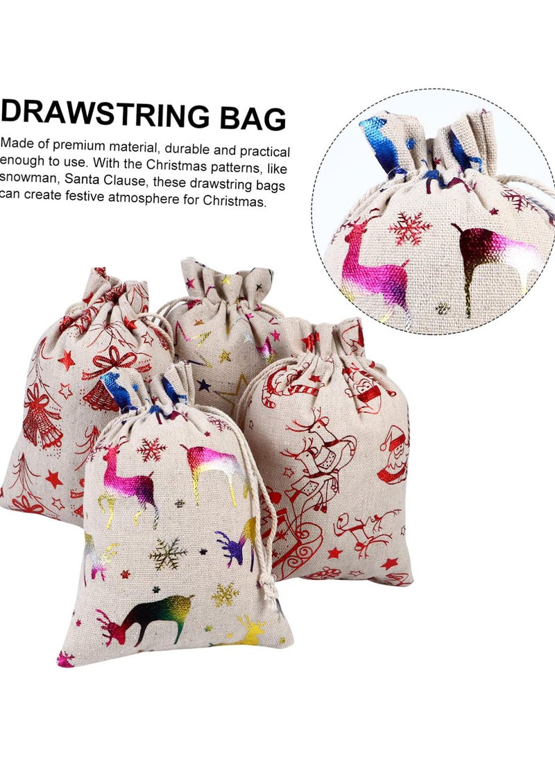 GGOOT 24 Sets Christmas Drawstring Bag Decorative Stickers Digital Calendar Burlap Gift Bags Party Drawstring Pouch Drawstring Treat Bags Christmas Wall Calendar Bag for Christmas Jute  - Image 2