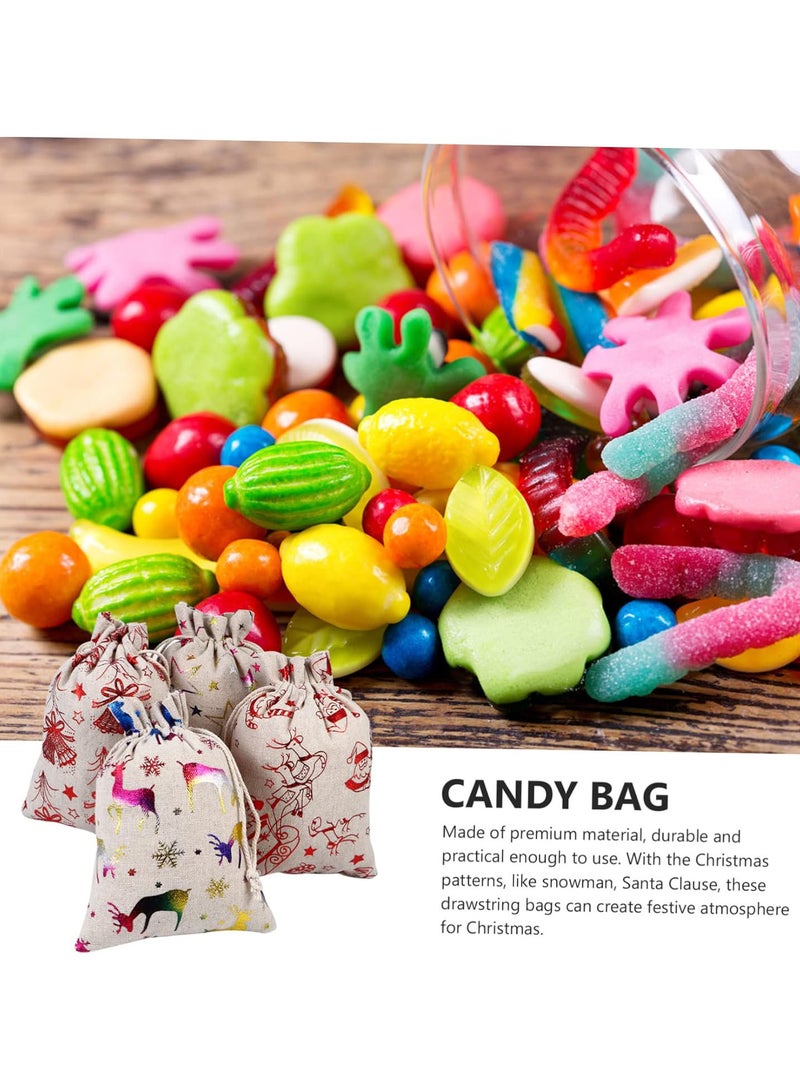 GGOOT 24 Sets Christmas Drawstring Bag Decorative Stickers Digital Calendar Burlap Gift Bags Party Drawstring Pouch Drawstring Treat Bags Christmas Wall Calendar Bag for Christmas Jute  - Image 4