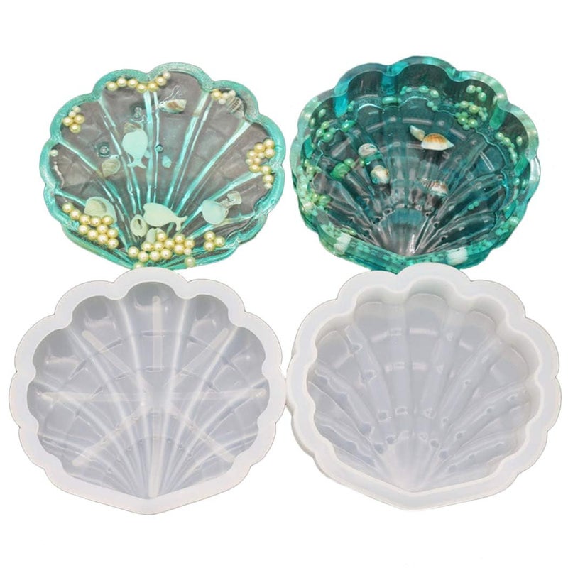 FirstTry Storage Box Resin Mold with Lid I 3D Seashell Shape Silicone Epoxy Casting Jar Mould I for DIY Handmade Crafts Ornament Boxes Jewelry Cosmetic Organizer Ring Trinket Container Home Dcor