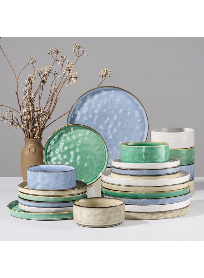 HaWare Dinnerware Sets, 24-Piece Plates and Bowls Set, Stoneware Dish Set for 8, Ceramic Dinnerware for Home Restaurant, Chip and Scratch Resistant, Microwave and Dishwasher Safe, Multicolor - Image 1