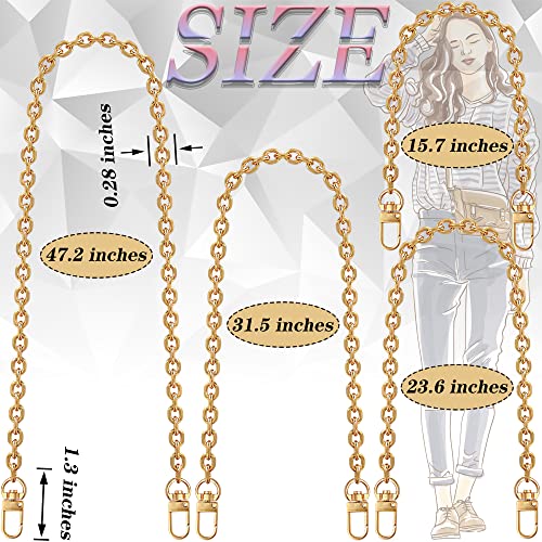 Chewarelly 4 Pcs Different Size Purse Chain Strap Cross body Chain Strap Replacement Chain for Handbag Shoulder Bag Purse(15.7/23.6/31.5/47.2 Inches-O chain 0.28 Inch, Gold) - Image 2