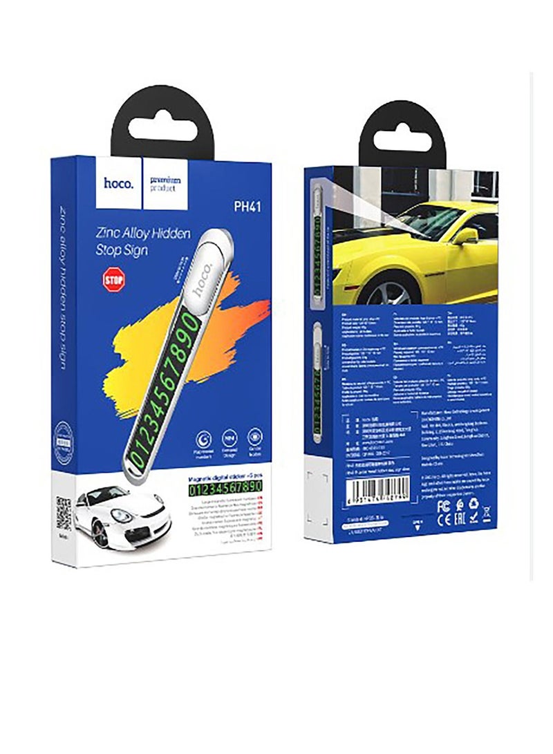 Hoco Metal Parking Card Plate Sticker Phone Number Holder Night Luminous Hidden Parking Card and Accessories  - Image 1