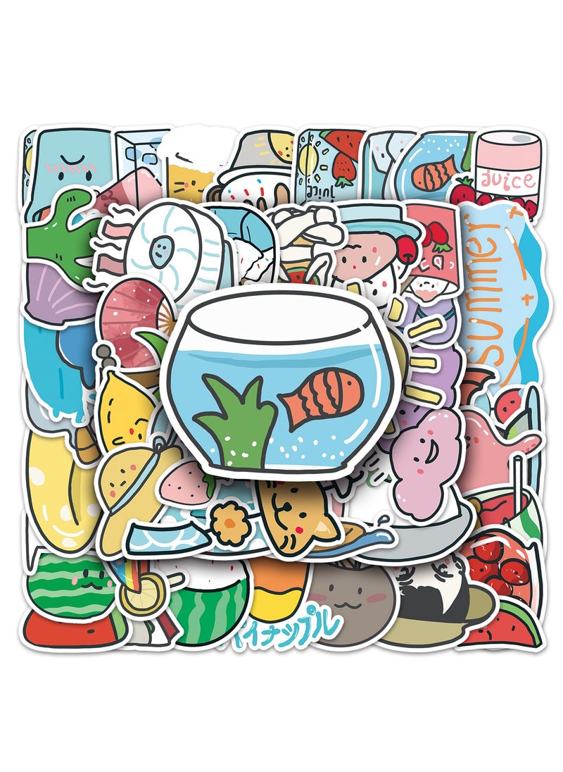 ORAINBOW Happy Summer Cartoon Decal Stickers Pack 50pcs-Suitable for Laptop Travel Case Notebook Phone Car Scrapbook Water Bottle Bike Decals Kid Teen Adults Gift  - Image 1