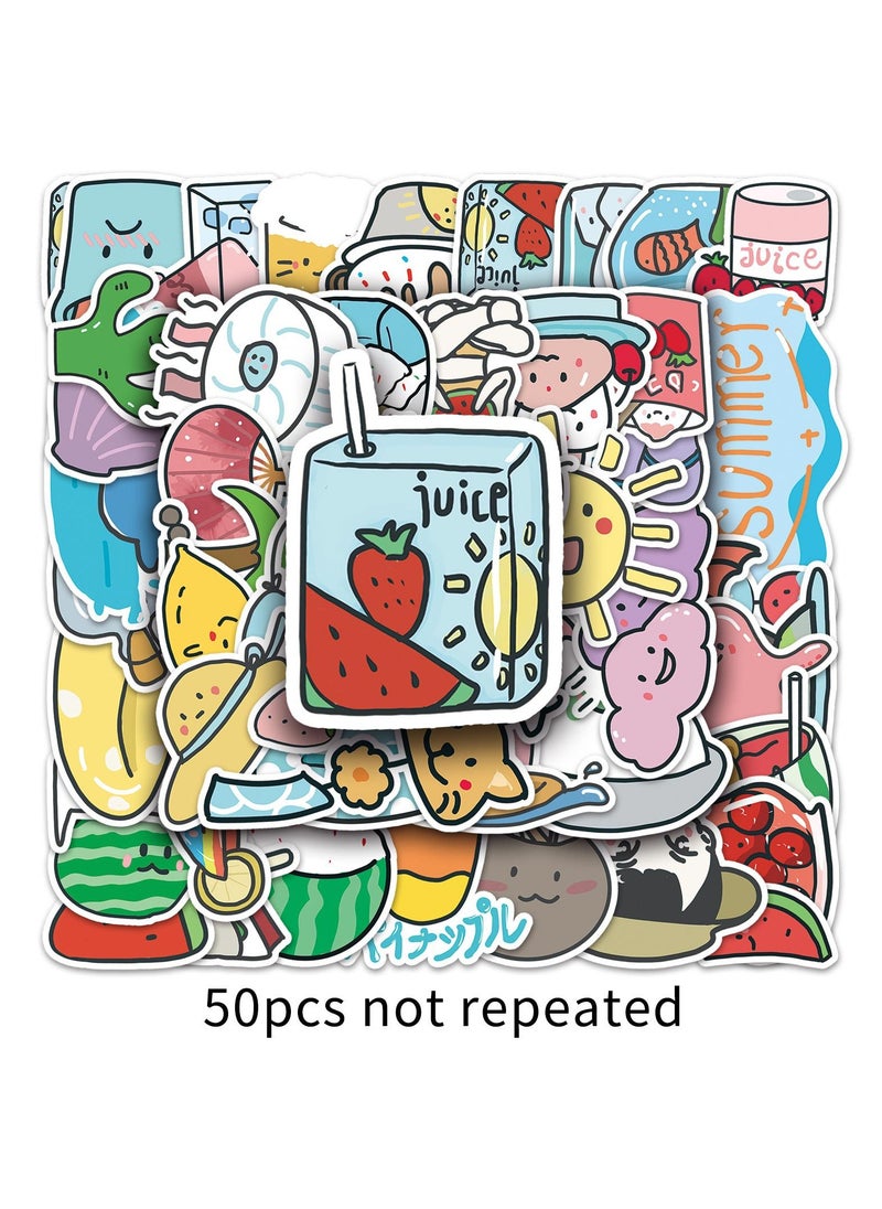 ORAINBOW Happy Summer Cartoon Decal Stickers Pack 50pcs-Suitable for Laptop Travel Case Notebook Phone Car Scrapbook Water Bottle Bike Decals Kid Teen Adults Gift  - Image 3