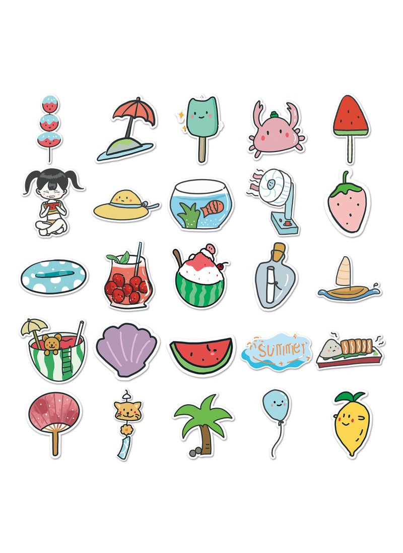 ORAINBOW Happy Summer Cartoon Decal Stickers Pack 50pcs-Suitable for Laptop Travel Case Notebook Phone Car Scrapbook Water Bottle Bike Decals Kid Teen Adults Gift  - Image 4