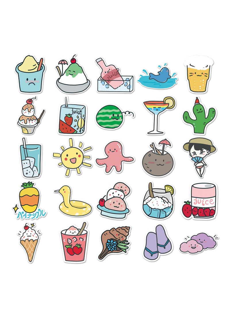 ORAINBOW Happy Summer Cartoon Decal Stickers Pack 50pcs-Suitable for Laptop Travel Case Notebook Phone Car Scrapbook Water Bottle Bike Decals Kid Teen Adults Gift  - Image 5