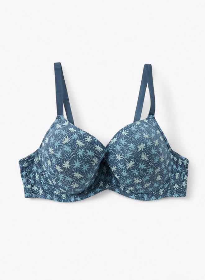 Splash FAV Printed Wired Demi Bra with Hook and Eye Closure - Image 1
