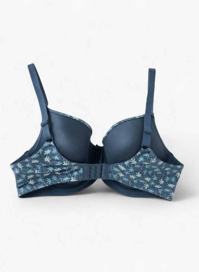 Splash FAV Printed Wired Demi Bra with Hook and Eye Closure - Image 3
