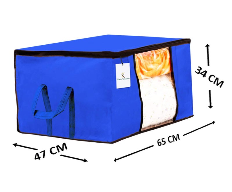 Kuber Industries Kuber Industries 12 Piece Non Woven Underbed Storage BagStorage OrganiserBlanket Cover with Transparent WindowExtra Large Royal Blue CTKTC034441  - Image 4
