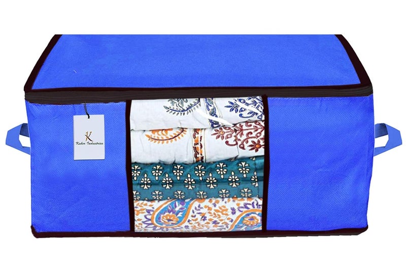 Kuber Industries Kuber Industries 12 Piece Non Woven Underbed Storage BagStorage OrganiserBlanket Cover with Transparent WindowExtra Large Royal Blue CTKTC034441  - Image 2