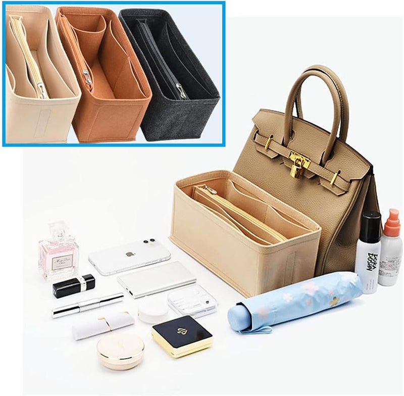 Lckaey Purse Organizer insert for birkin bag insert 25 30 35 organizer 1099camel-S - Image 5