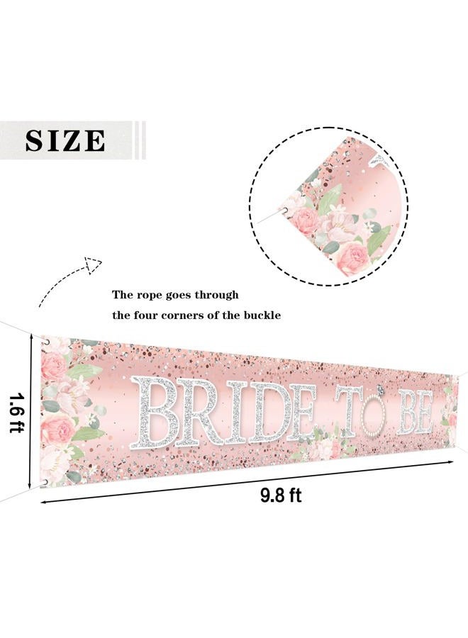 WeBenison Large Bride to Be Banner Bridal Shower Backdrop Banner Wedding Lawn Yard Garden Sign Backdrop Bachelorette Party Outdoor Indoor Decorations, 9.8 x 1.6 ft - Image 2