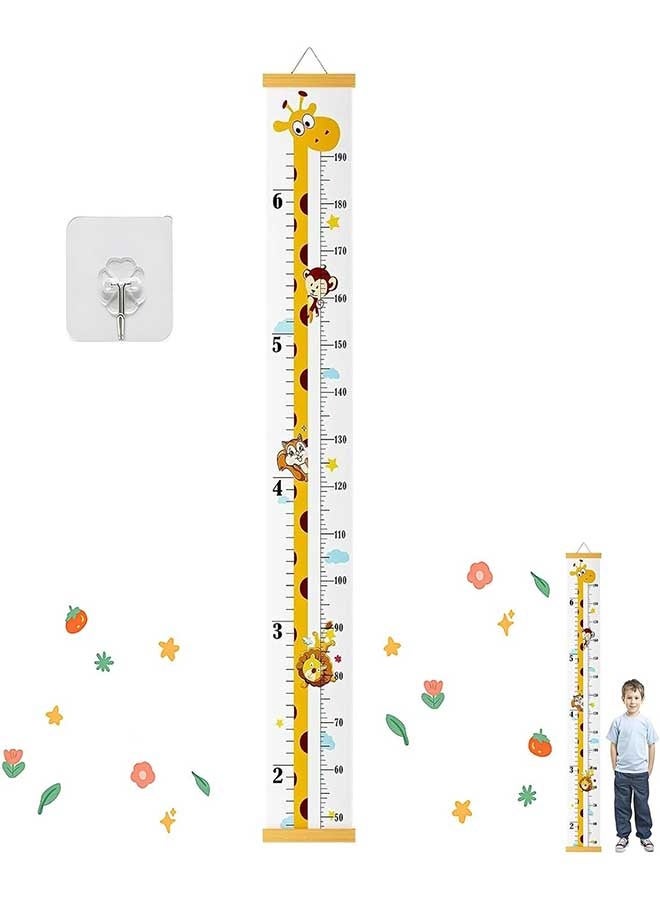 RAWAID Giraffe Growth Chart for Kids - Adhesive Wall Height Measure Tool with Removable Hook, Fun Nursery Decor for Baby & Teen Room - Image 1