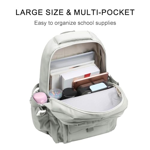 Phaoullzon Teen Girls School Backpack with Lunch Box for Boys, College Aesthetic Laptop Bookbag for Women,Pink - Image 3