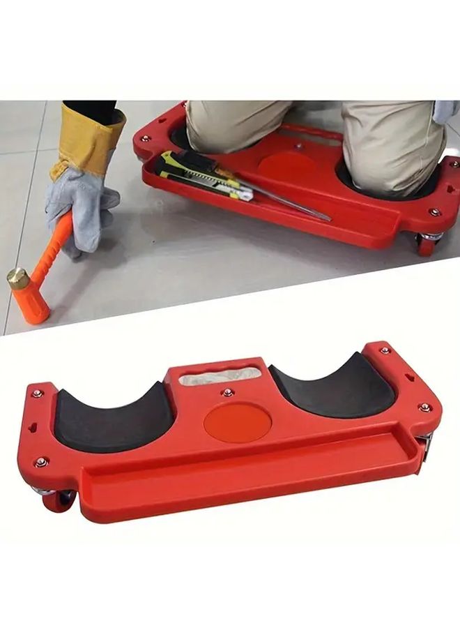 Red ABS Rolling Knee Pad Platform With Built In Tool Tray Comfortable Kneepad - Image 5
