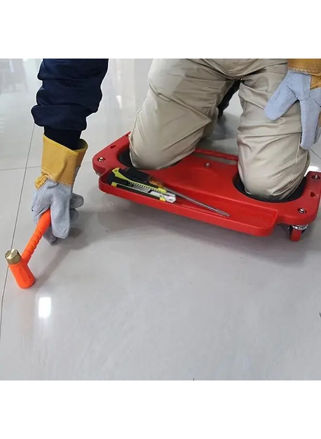 Red ABS Rolling Knee Pad Platform With Built In Tool Tray Comfortable Kneepad - Image 4