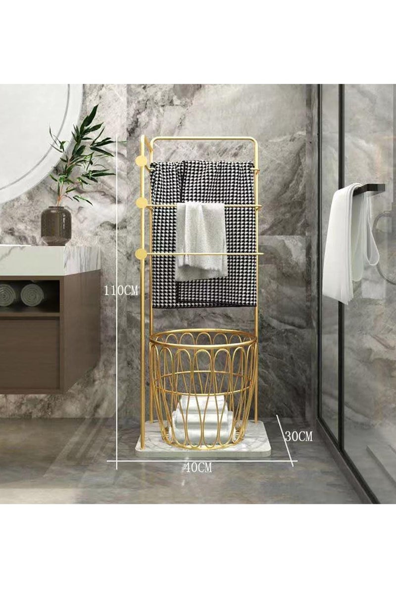 MONOGUE Towel Rack 3-Tier Freestanding with Laundry Basket Blanket & Clothes Organizer for Bathroom and Bedroom - Image 2