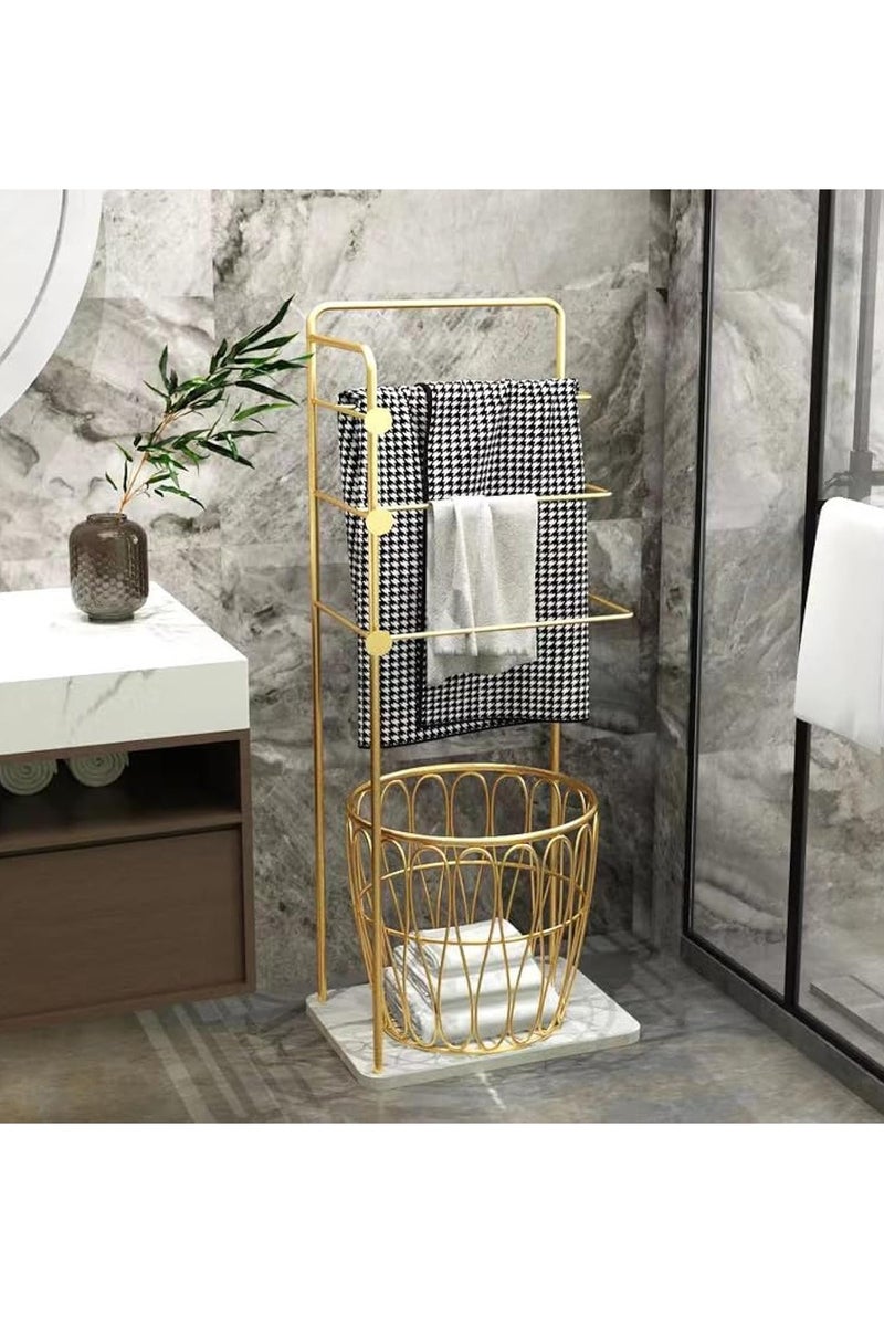 MONOGUE Towel Rack 3-Tier Freestanding with Laundry Basket Blanket & Clothes Organizer for Bathroom and Bedroom - Image 1
