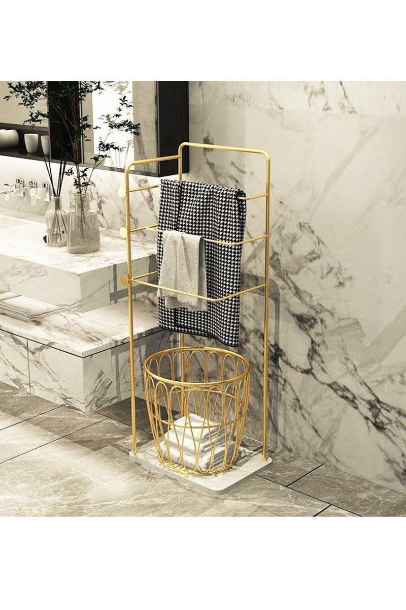 MONOGUE Towel Rack 3-Tier Freestanding with Laundry Basket Blanket & Clothes Organizer for Bathroom and Bedroom - Image 3