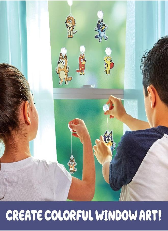 BLUEY - Bluey Window Art Suncatchers Kit for Kids to Paint, Great at-Home Kids Craft Activity or Bluey Birthday Party Idea, Toys for Kids Ages 3, 4, 5, 6 - Image 1
