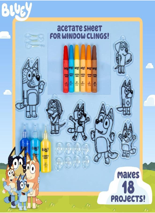 BLUEY - Bluey Window Art Suncatchers Kit for Kids to Paint, Great at-Home Kids Craft Activity or Bluey Birthday Party Idea, Toys for Kids Ages 3, 4, 5, 6 - Image 1