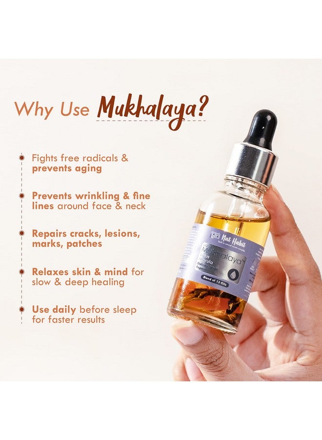 Nat Habit Lotus Marula Mukhalaya, Face Oil For Women, Night Healing & Skin Repair, With Blend Of 13 Cold Pressed Oils, Natural Face Care,15Ml  - Image 4