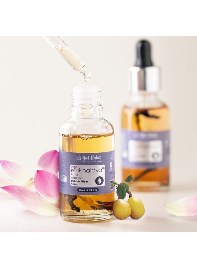 Nat Habit Lotus Marula Mukhalaya, Face Oil For Women, Night Healing & Skin Repair, With Blend Of 13 Cold Pressed Oils, Natural Face Care,15Ml  - Image 2