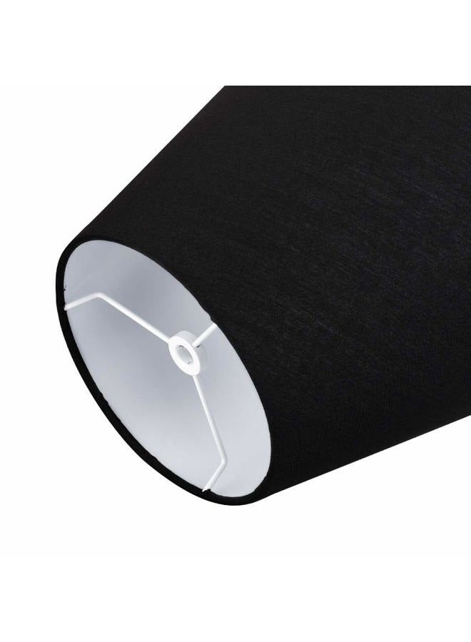 ALUCSET Small Lamp Shade, Barrel Fabric Lampshade for Table Lamp and Floor Light, 6x10x7.5 inch, Natural Linen Hand Crafted, Spider (Black) - Image 2