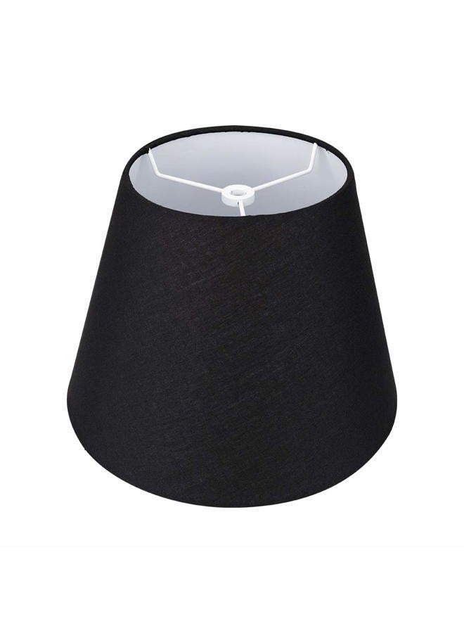 ALUCSET Small Lamp Shade, Barrel Fabric Lampshade for Table Lamp and Floor Light, 6x10x7.5 inch, Natural Linen Hand Crafted, Spider (Black) - Image 1