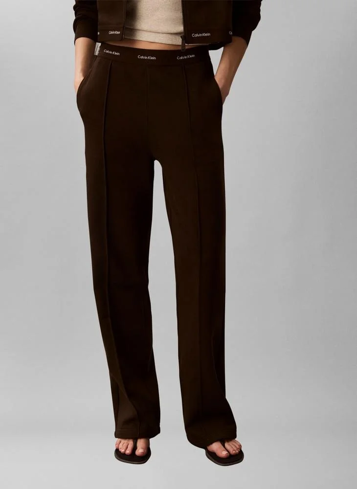 Logo Waistband Pressed Crease Terry Joggers