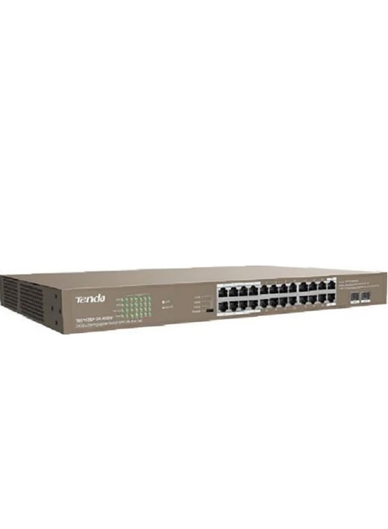 تيندا محول إيثرنت TEG1118P-16-250W 16GE+2SFP مع 16 منفذ PoE، سعة التبديل 36 بت في الثانية، جهد إدخال 100-240 فولت تيار متردد 50/60 هرتز، حماية من البرق 6 كيلو فولت، مصدر طاقة 250 واط، TEG1118P-16-250 واط بني - Image 1