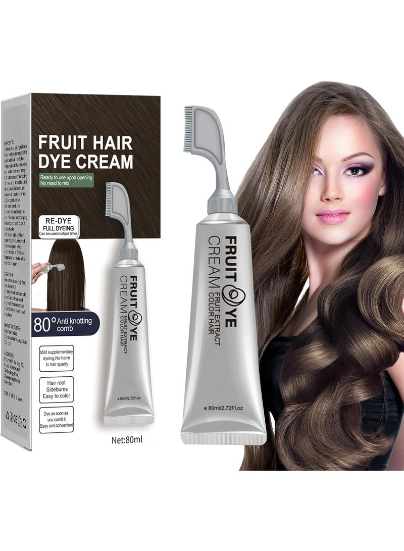 EELHOE Black Fruit Dyeing Cream, Black Fruit Dyeing Cream with Comb, Keratin Hair Color, Hair Dye for Gray Hair Coverage, Natural Black Hair Dye Cream for Men Women - Image 1