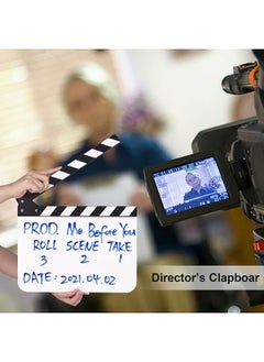 Generic 30 * 24cm/ 12 * 9in Acrylic Film Clapboard Movie Directors Clapper Board Slate Cut Action Scene Blank Clap Board Dry Erase with White & Black Sticks  - Image 4