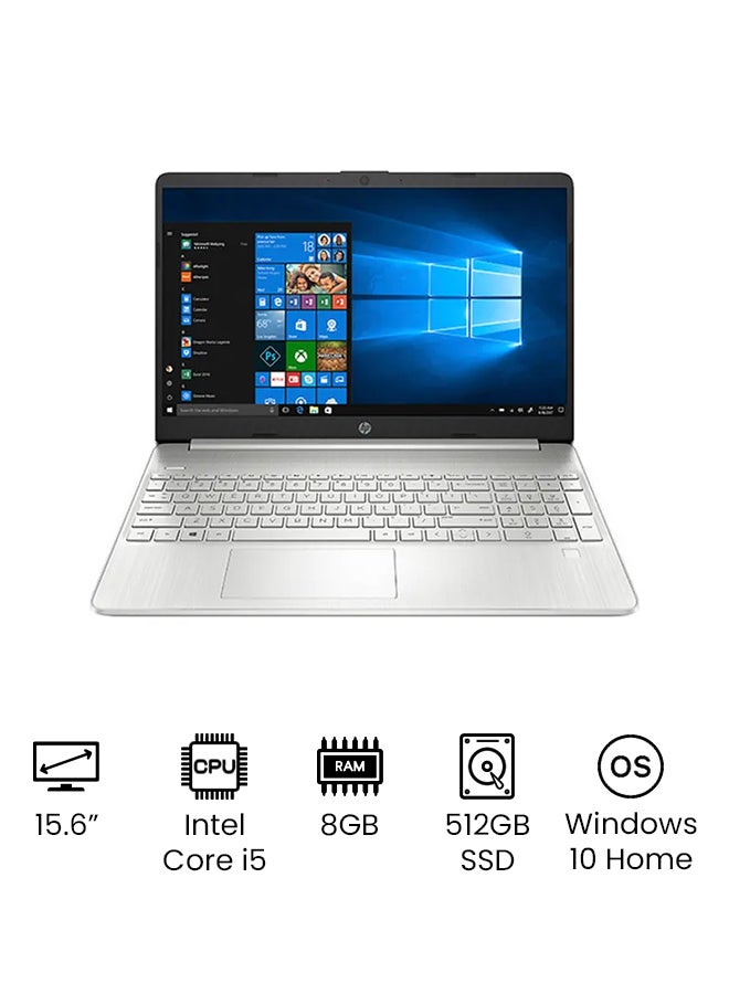 (Upgraded Version) Laptop 15s-fq2004ne With 15.6-Inch Full HD Display, Core i5 Processor/8GB RAM/512GB SSD/Iris X? Graphics/Windows 11/ EN-AR KB /International Version English Silver