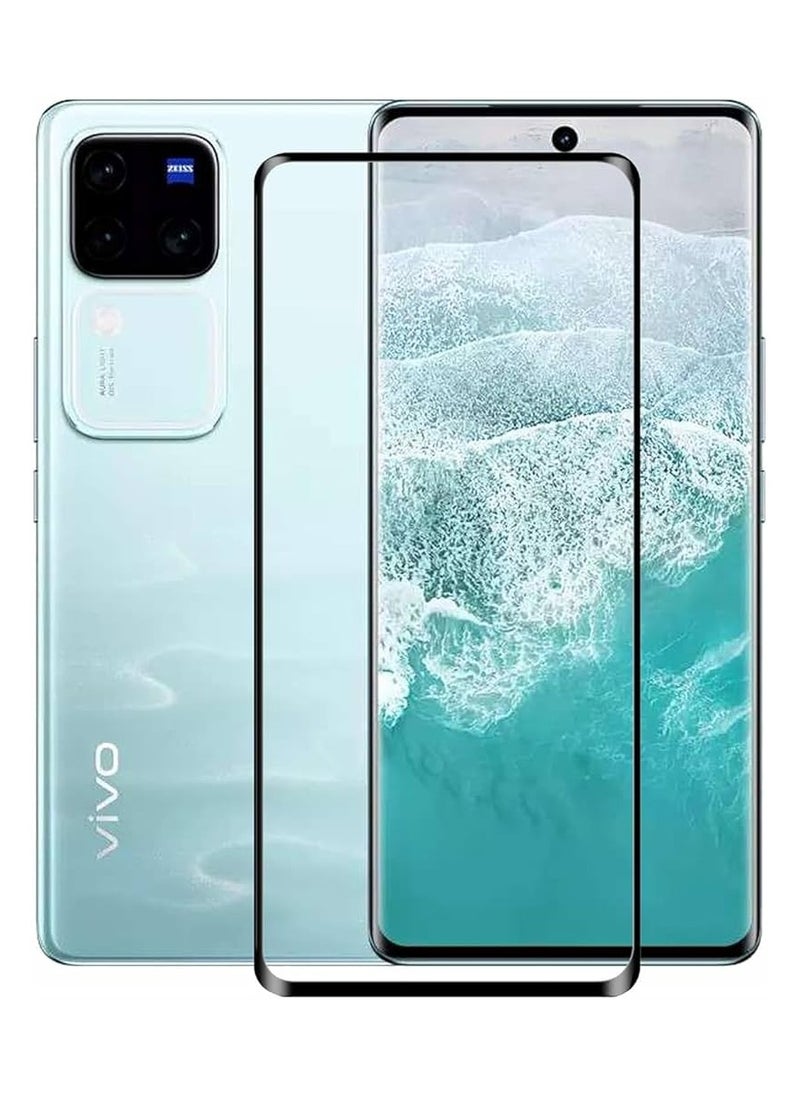 ماركة غير محددة واقي شاشة زجاجي مقوى متوافق مع هاتف Vivo V30 5G/Vivo V30 Pro 5G Advanced بدون حدود من الحافة إلى الحافة مع واقي شاشة ومجموعة تركيب سهلة  - Image 1