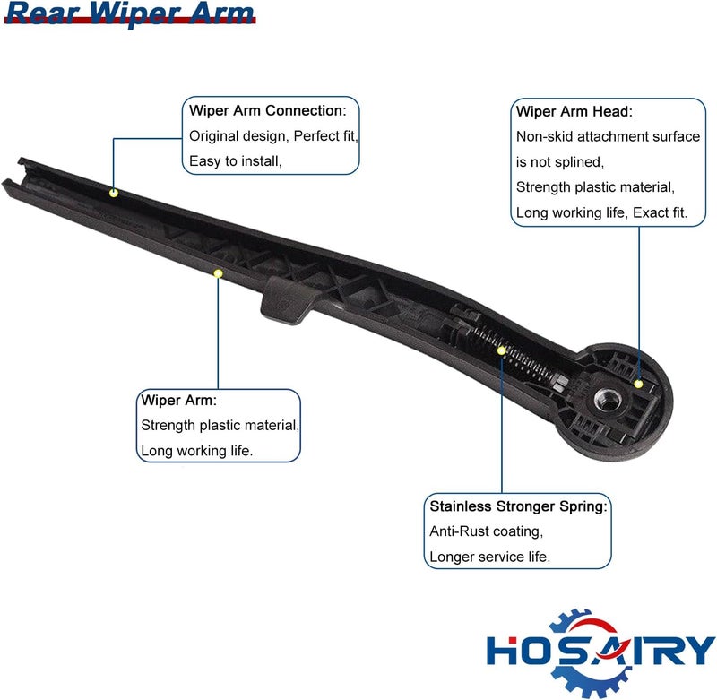 HOSAIRY Rear Wiper Arm Blade Set for Jeep Commander 2006-2010 - Image 3