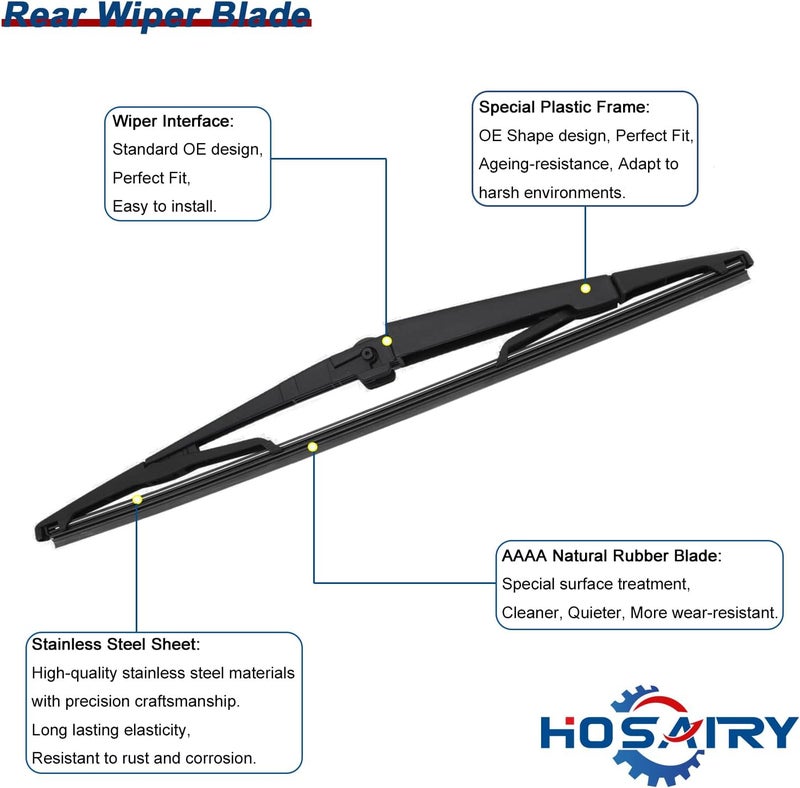 HOSAIRY Rear Wiper Arm Blade Set for Jeep Commander 2006-2010 - Image 4