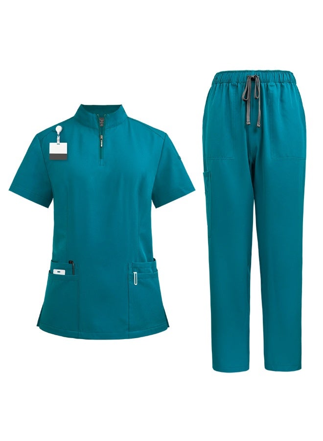 NIBEMINENT Medical Doctor Nurse Surgical Uniforms Woman Scrub Set Beauty Salon Work Wear Clinical Scrubs Top-Pants Spa Nursing Tunic Suit - Image 1