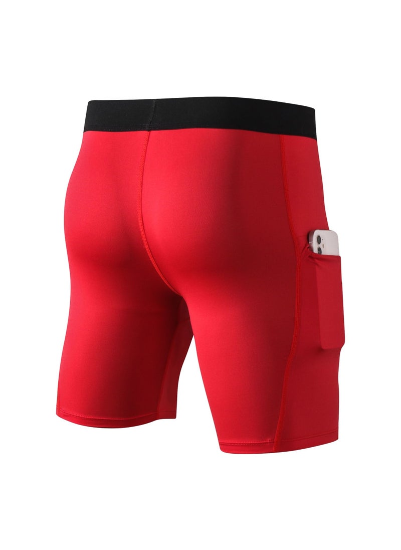Loquat Men Quick Dry Breathable Elastic Shorts Red  - Image 2