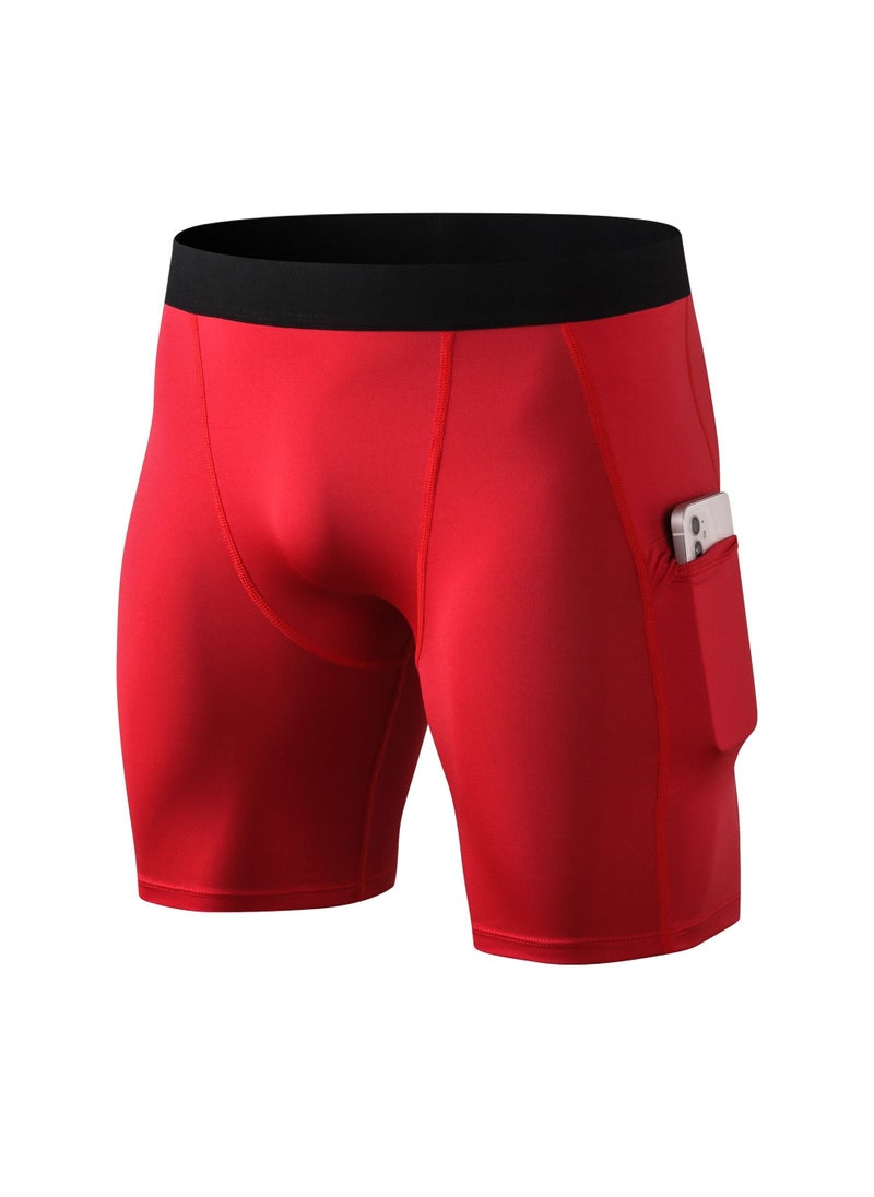 Loquat Men Quick Dry Breathable Elastic Shorts Red  - Image 1
