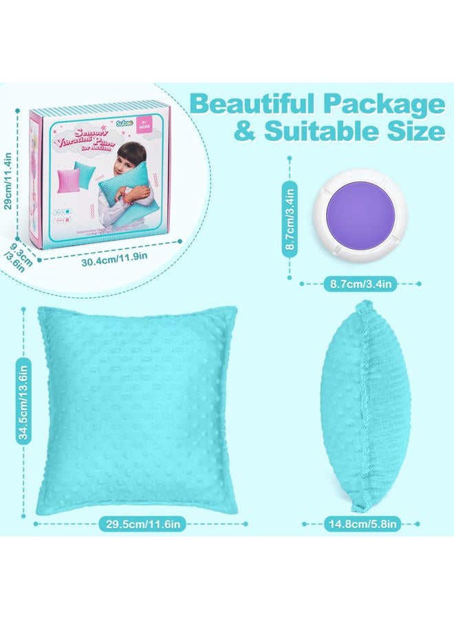 Subao 12" Vibrating Sensory Toddler Pillow with Two Textures,Sensory Toys for Kids with Autism,Autism Sensory Products,ADHD Autism Sensory Toys,Birthday Xmas Gifts for Boys Girls 4 5 6 7 8 9 10 Blue - Image 5
