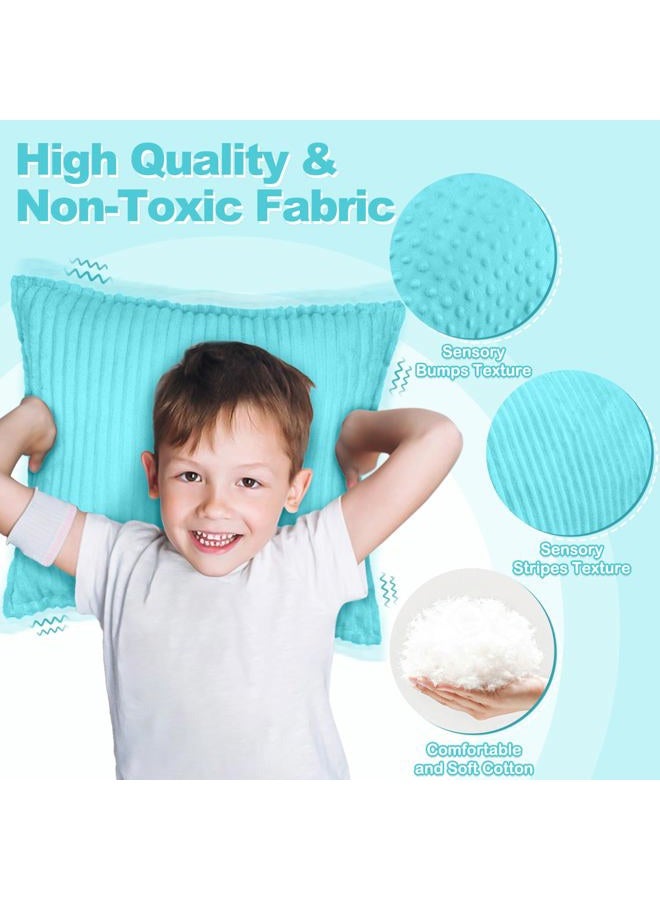 Subao 12" Vibrating Sensory Toddler Pillow with Two Textures,Sensory Toys for Kids with Autism,Autism Sensory Products,ADHD Autism Sensory Toys,Birthday Xmas Gifts for Boys Girls 4 5 6 7 8 9 10 Blue - Image 2