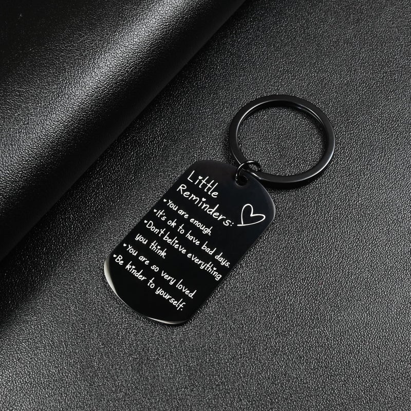 OUMILAN Little Reminders Keychain Inspiration Gifts for Women Men Affirmation Uplifting Mental Health You Are Enough Keyring (Black) - Image 2
