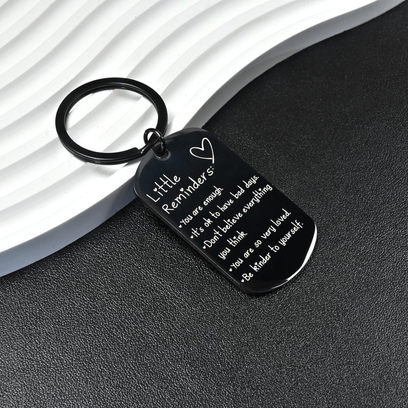 OUMILAN Little Reminders Keychain Inspiration Gifts for Women Men Affirmation Uplifting Mental Health You Are Enough Keyring (Black) - Image 3