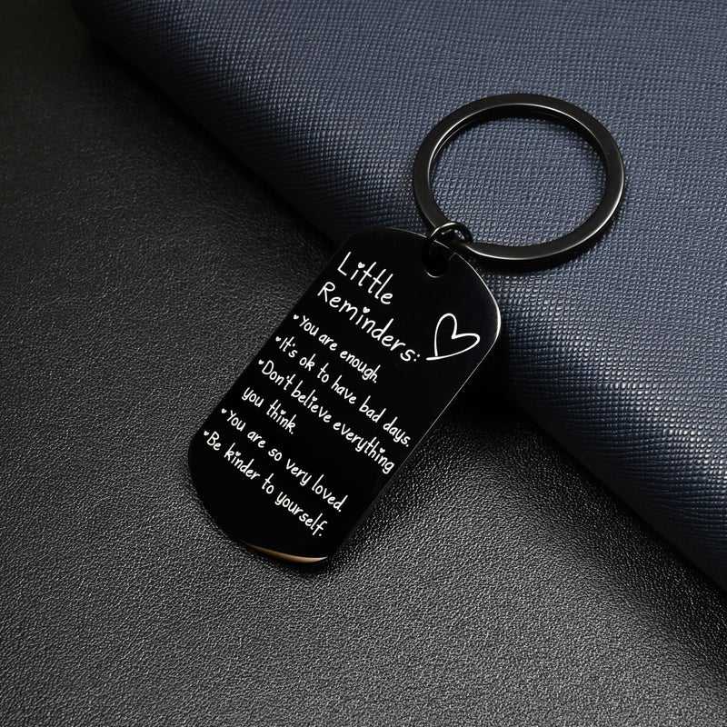 OUMILAN Little Reminders Keychain Inspiration Gifts for Women Men Affirmation Uplifting Mental Health You Are Enough Keyring (Black) - Image 4